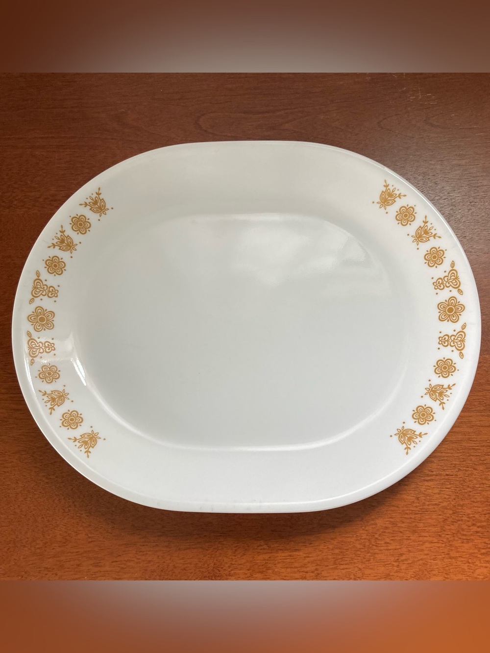 1970s Corelle Platter Golden Butterfly Floral Gold Motif - Serving Platter